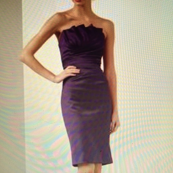 David's Bridal Black Formal Strapless Crumb Catcher Ruched Dress Back Zip Size 6 - Picture 12 of 12